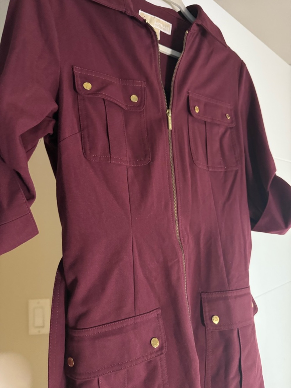 MICHAEL Michael Kors Wine Utility Jacket with Gold Hardware